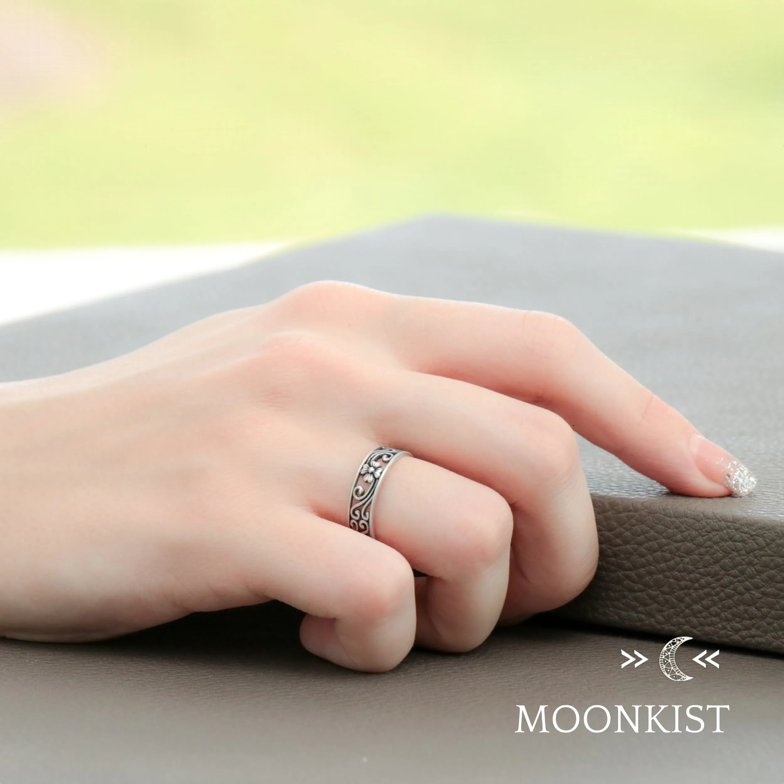 Magnolia Flower Wedding Band for Women | Moonkist Designs