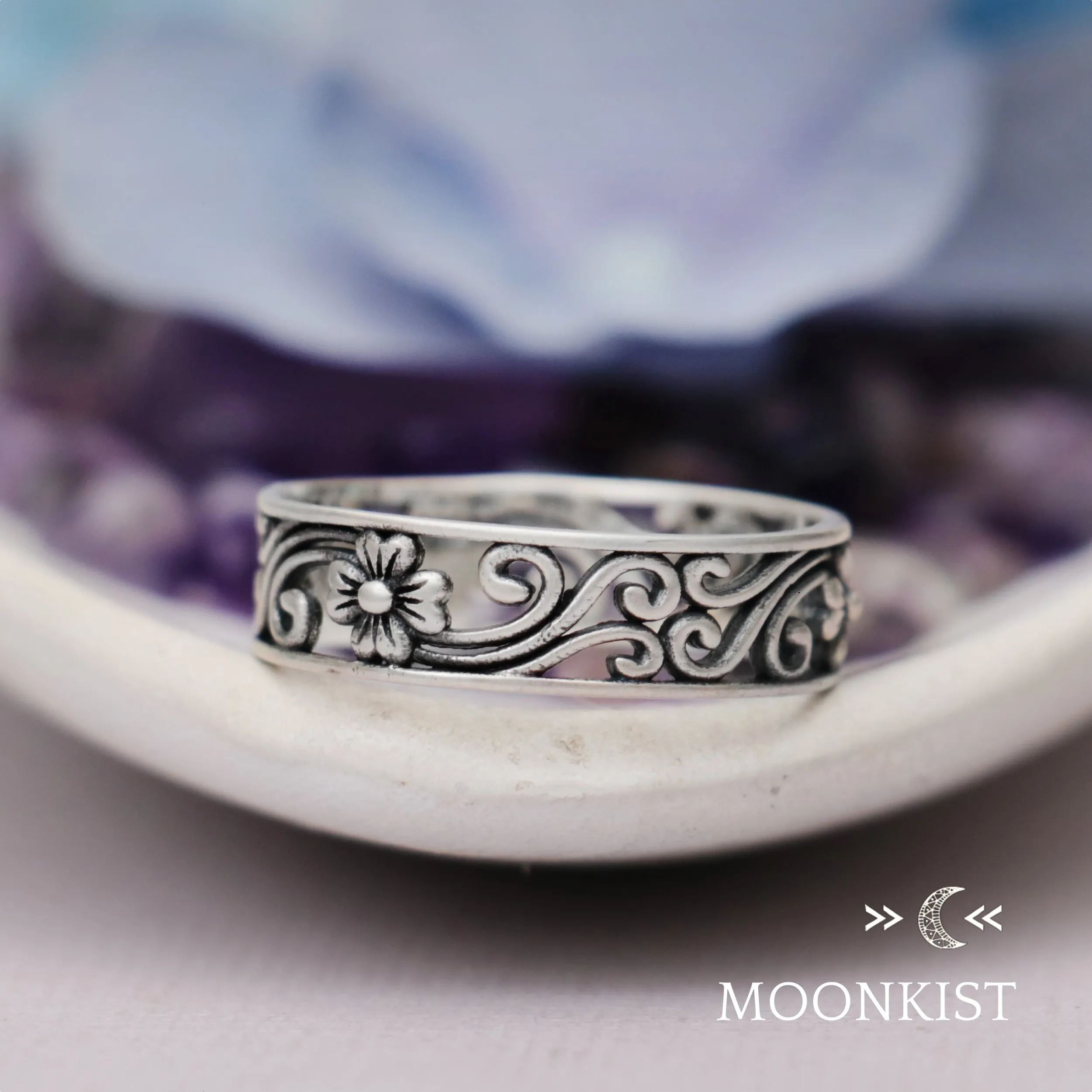 Magnolia Flower Wedding Band for Women | Moonkist Designs