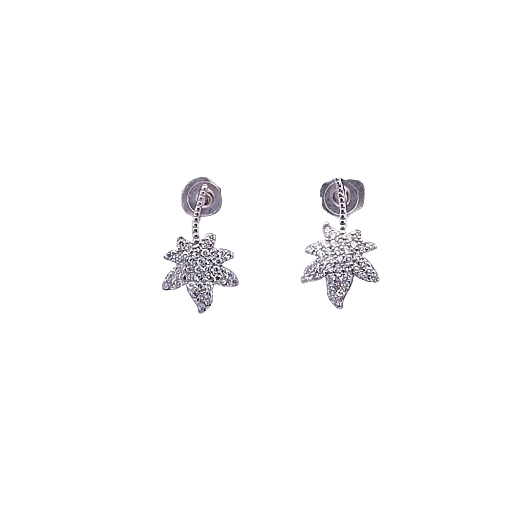 Margo Maple Leaf Silver Stud Earrings