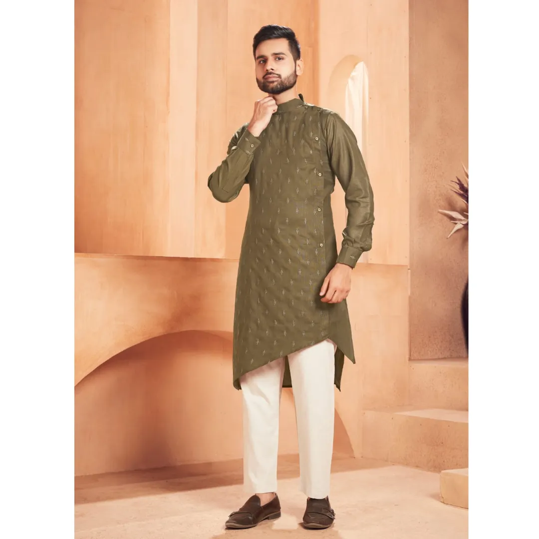 Mehendi Ethnic Cotton Men's Kurta Pajama