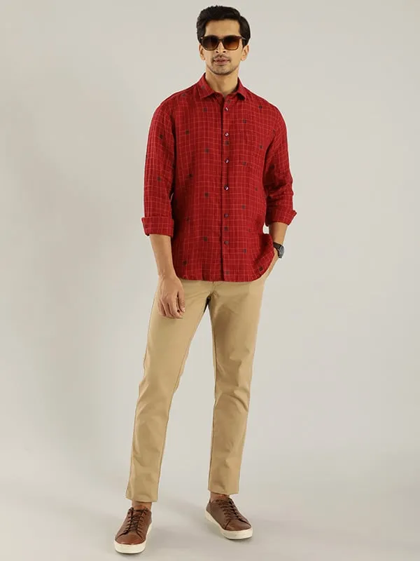 Men Checked Full Sleeve Linen Shirt