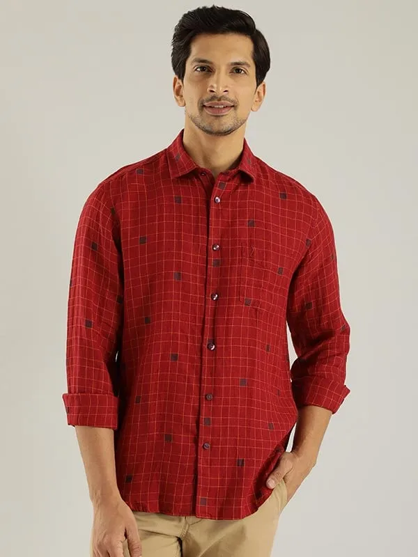 Men Checked Full Sleeve Linen Shirt