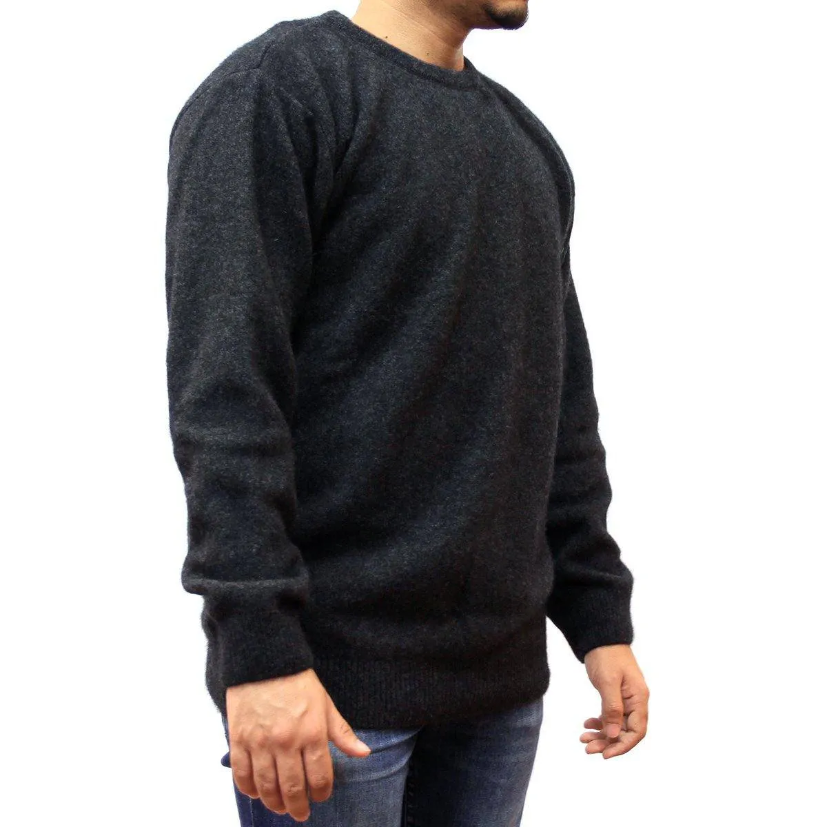 Mens Crew Neck Possum Merino Jumper - Charcoal