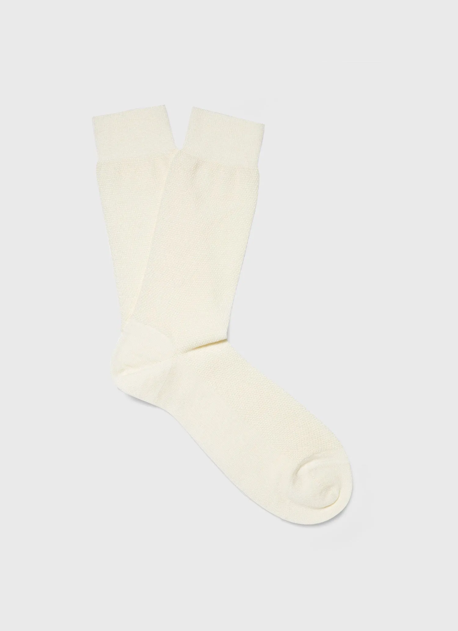 Men's Merino Wool Waffle Socks in Ecru