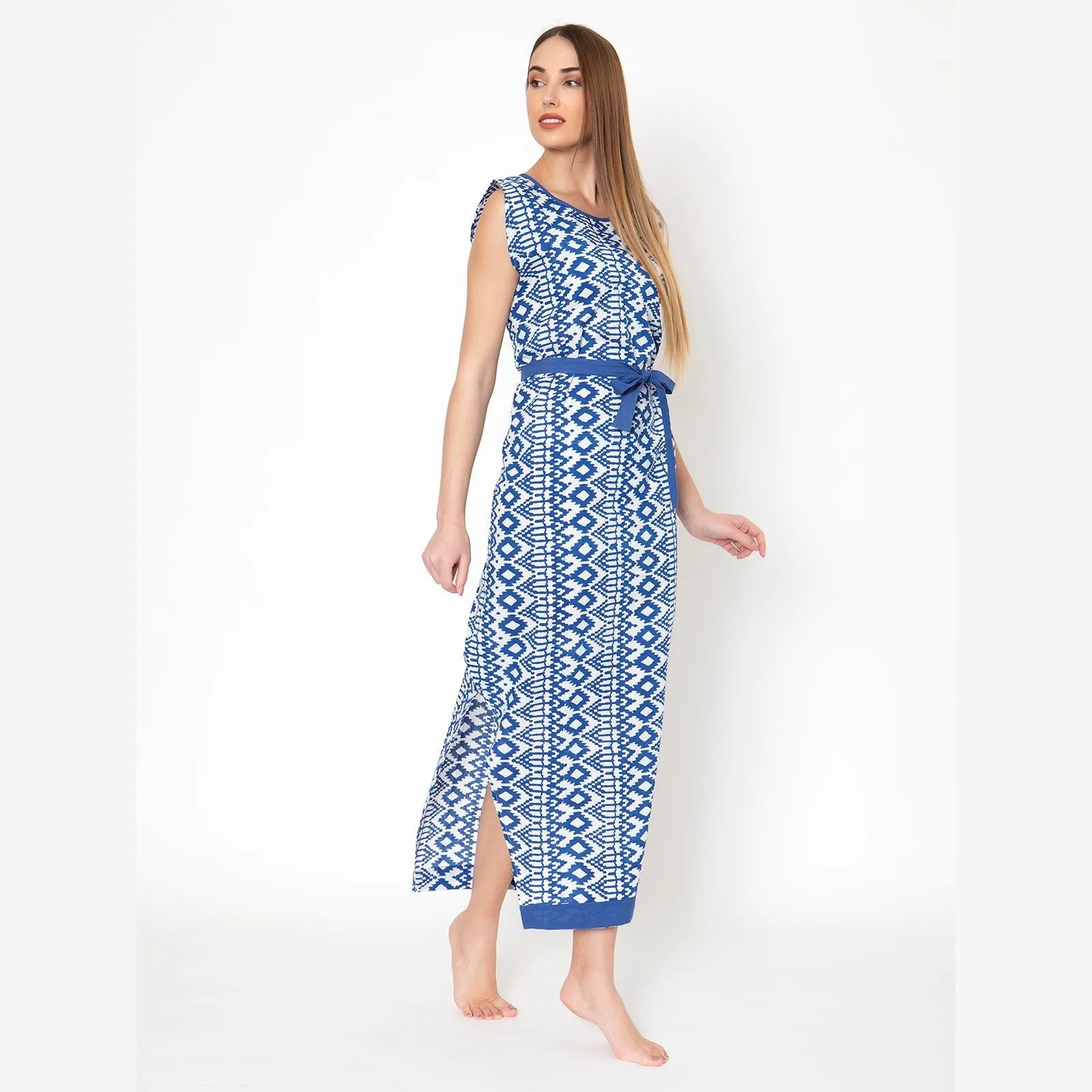 Midi Dress Blue Rhomvus 108