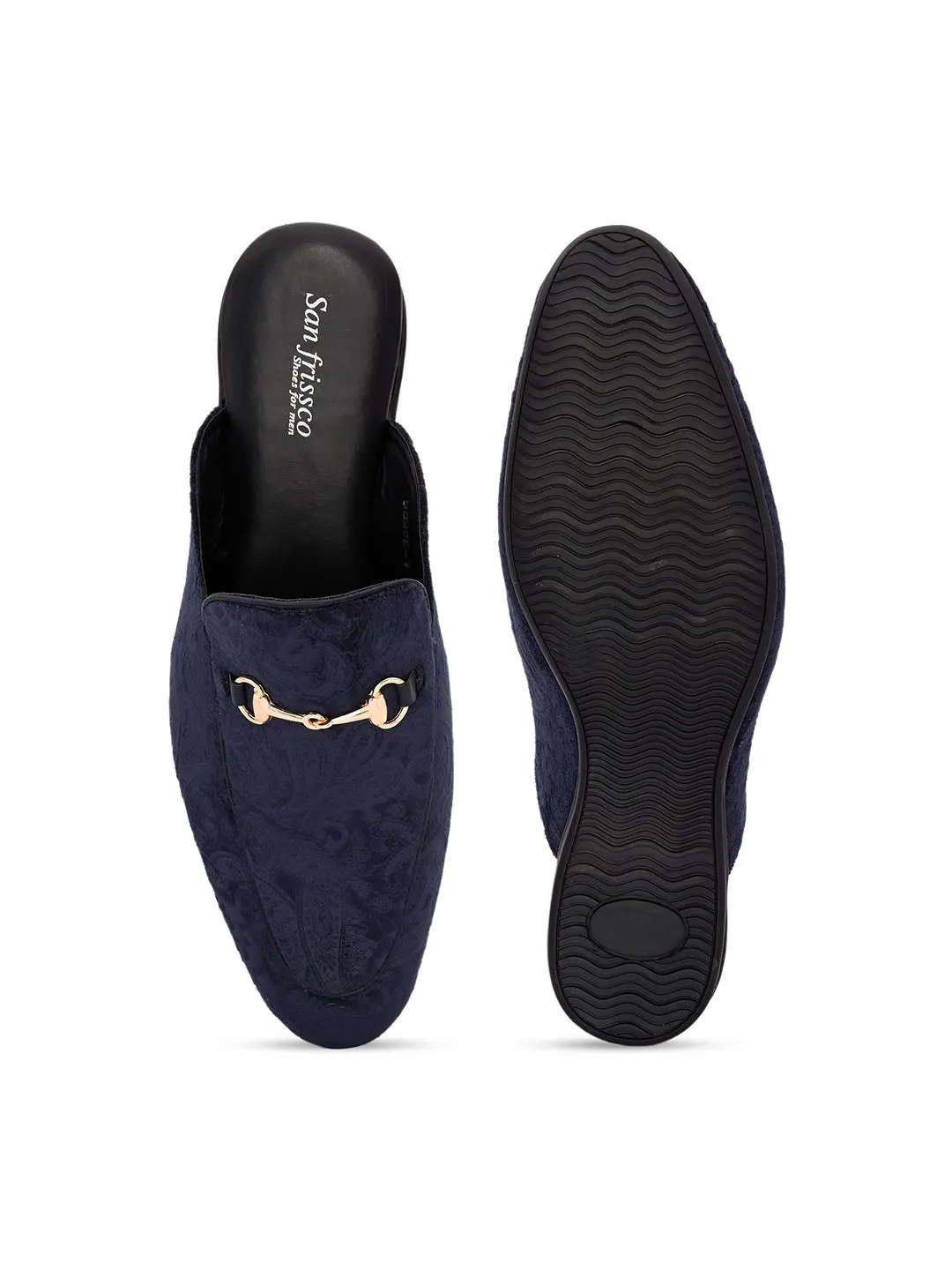 Miller Navy Paisley Textured Mules