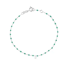 Mini Gigi Emerald bracelet, White Gold 1 Diamond, 6.7"