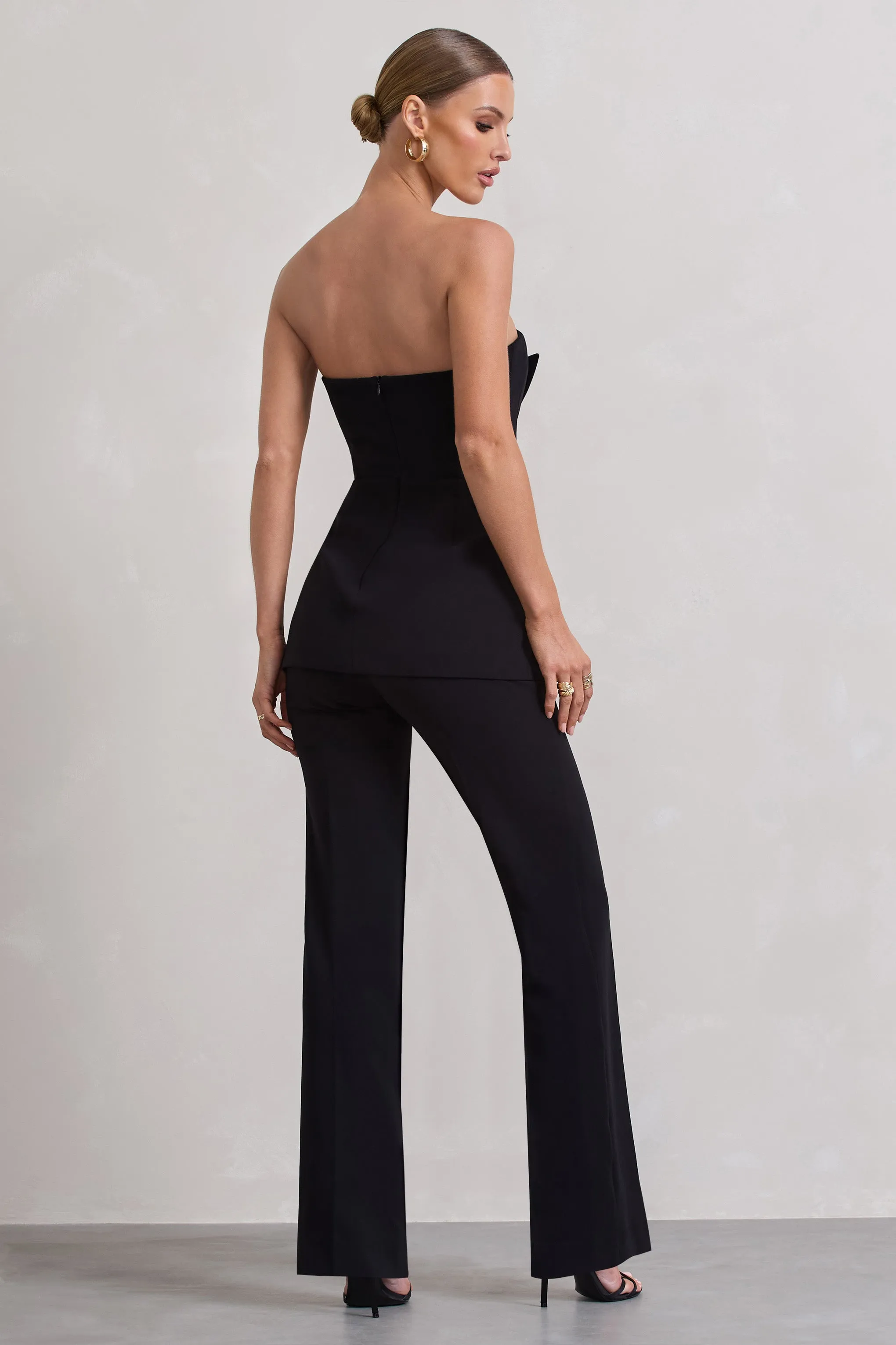 Money Moves | Black Strapless Blazer-Inspired Straight-Leg Jumpsuit