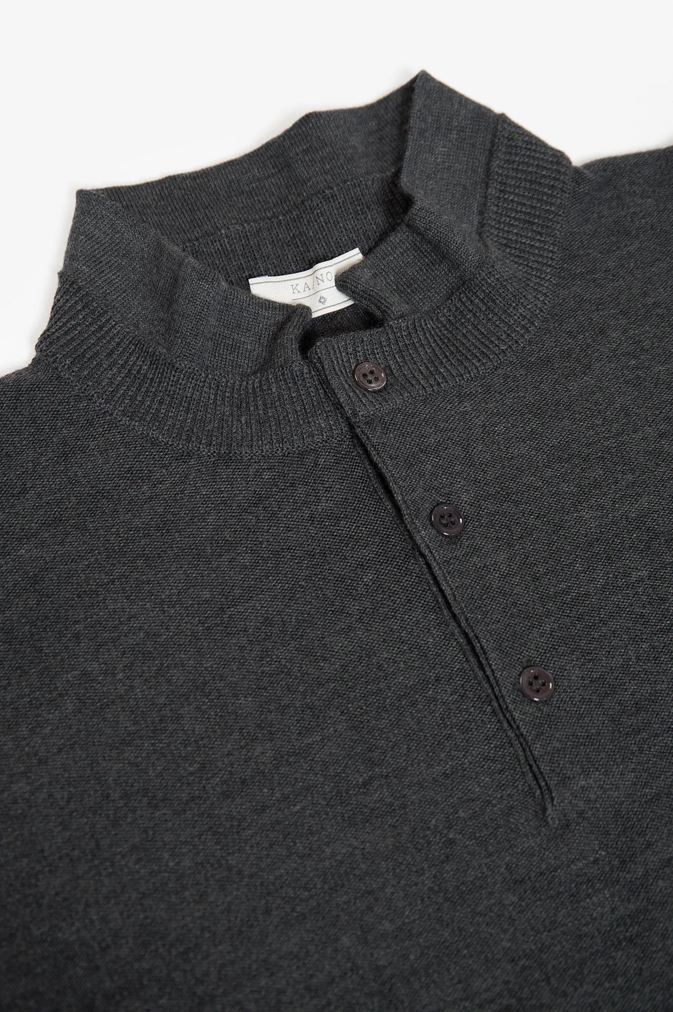 Moré Long sleeved knitted polo Superfine Merino Wool (dark grey)