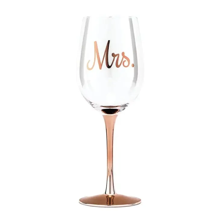 Mrs. Rose Gold Wine Glass