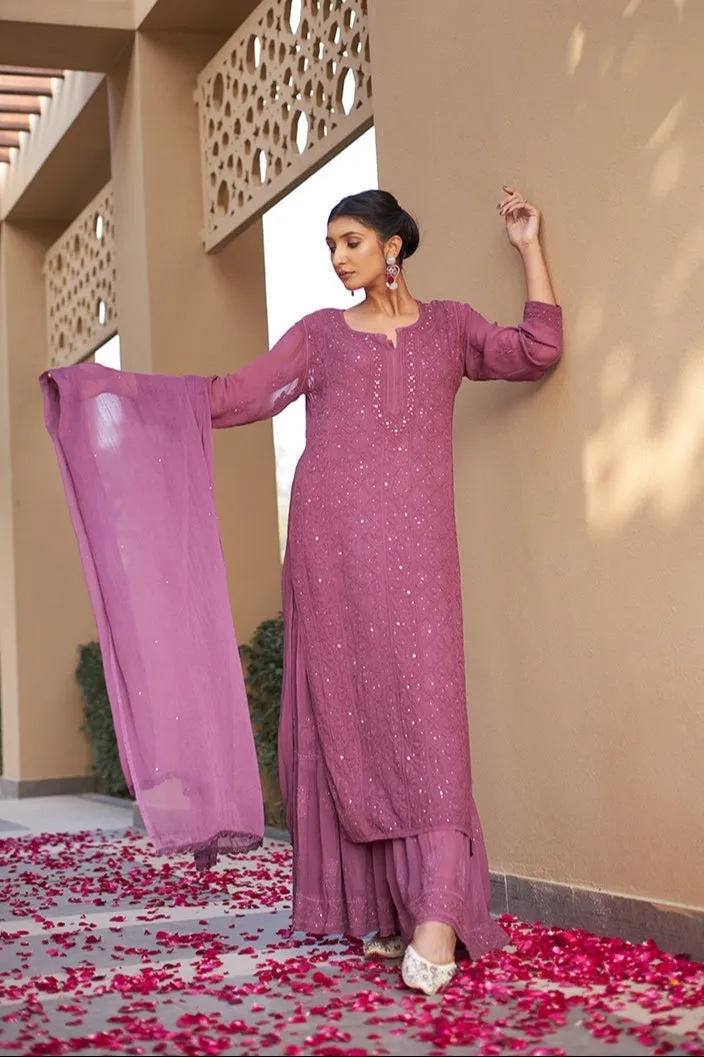 Nagma Premium Chikankari Mukaish Viscose Set