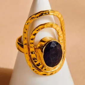 Natural Raw Blue Sapphire 925 Sterling Silver, 18K Yellow Gold, 18K Rose Gold Filled Ring, Handmade in India