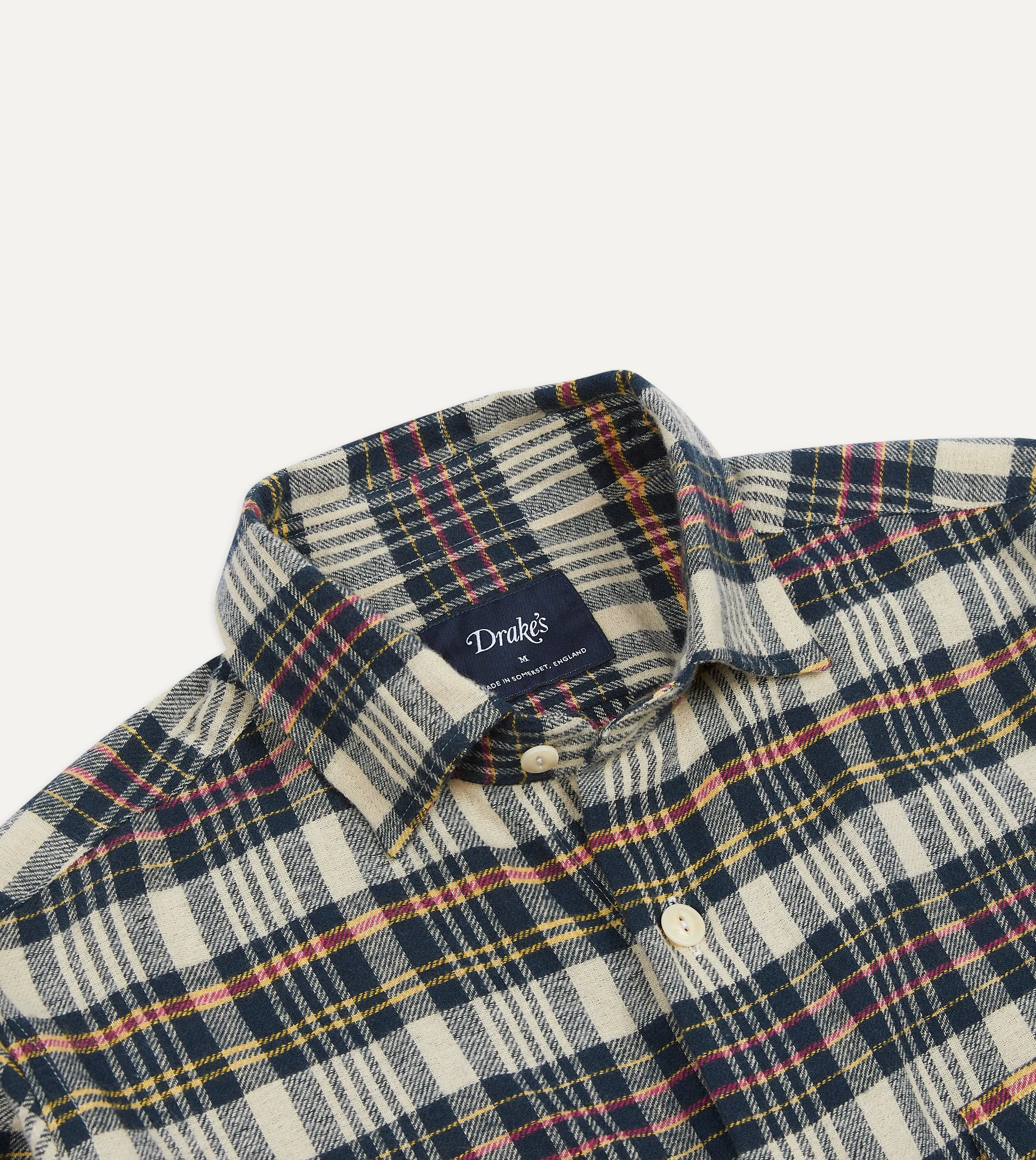 Navy Madras Check Cotton Two-Pocket Work Shirt