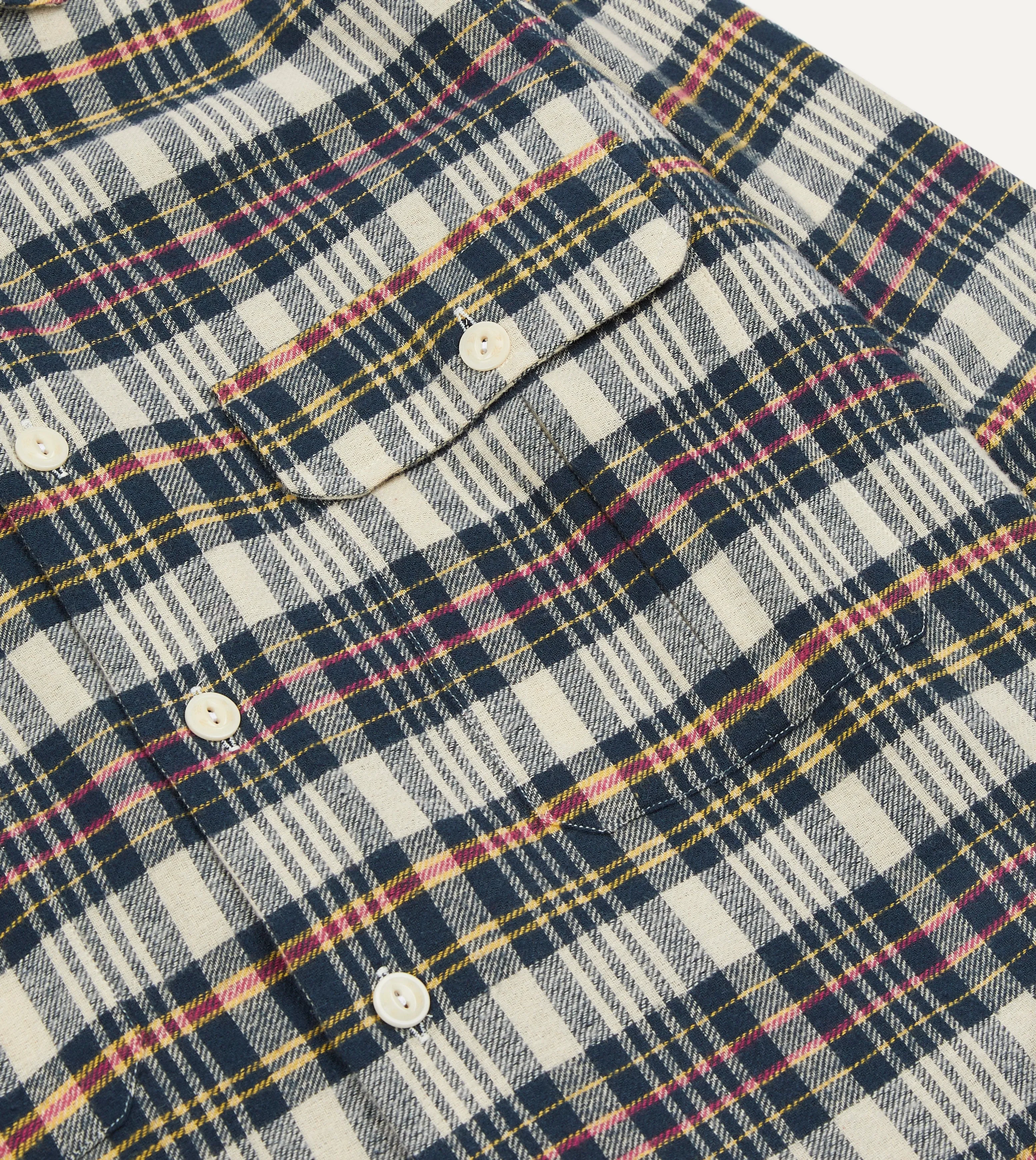 Navy Madras Check Cotton Two-Pocket Work Shirt