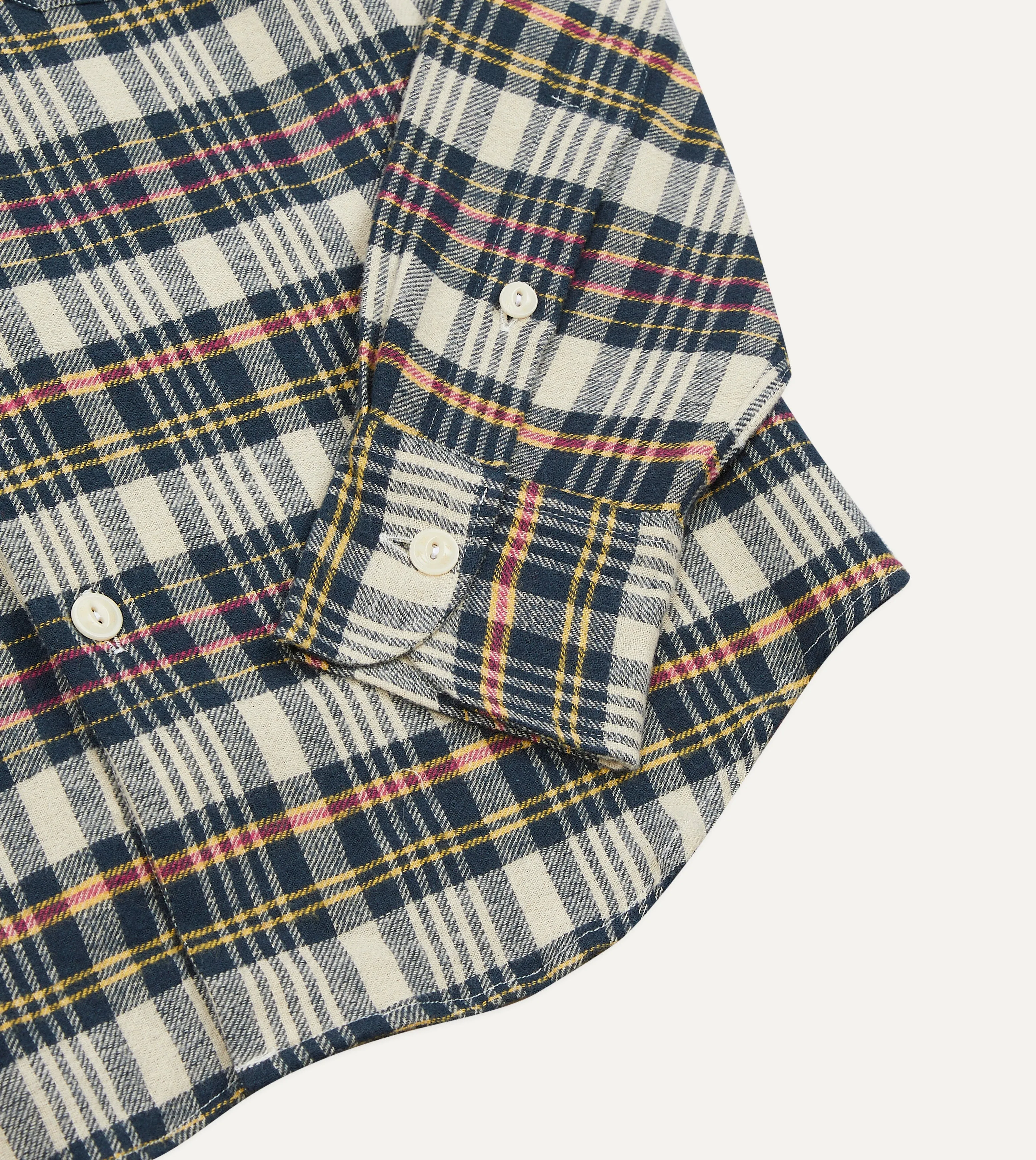 Navy Madras Check Cotton Two-Pocket Work Shirt