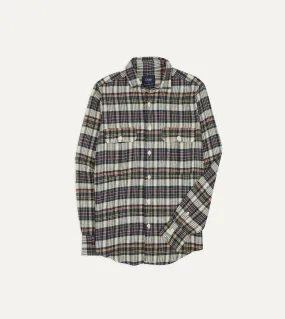 Navy Madras Check Cotton Two-Pocket Work Shirt