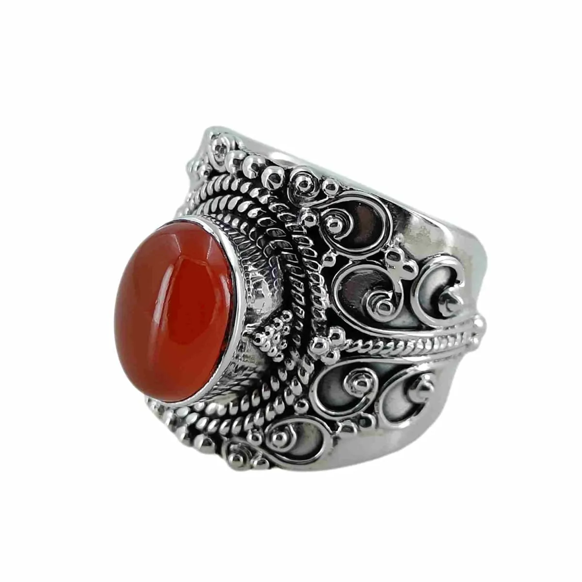 Navya Craft 925 Solid Sterling Silver Handmade Women Ring with Carnelian Stone Sizes 4 to 13 (US)