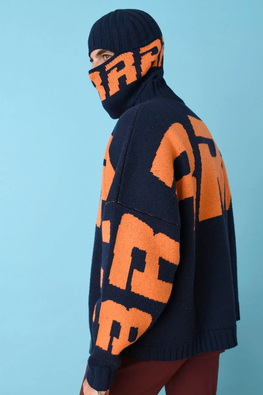 Navy/Orange Unisex BRRR!!! Balaclava