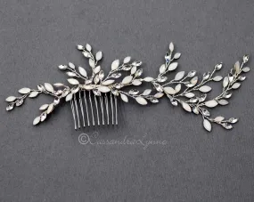 Opal Leaves Wedding Hair Comb