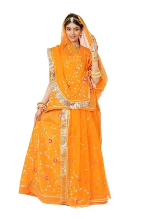 Orange Aari Sequins Rajputi Poshak