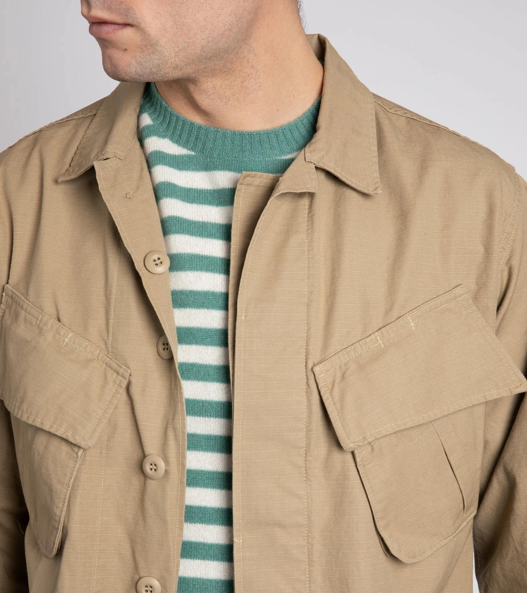 OrSlow Cotton Ripstop Tropical Jacket: Beige