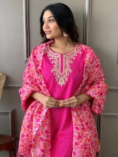 Pink Cotton Salwar Suit for Women