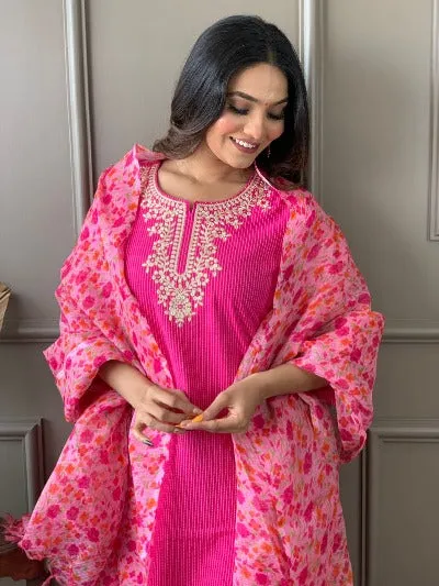 Pink Cotton Salwar Suit for Women