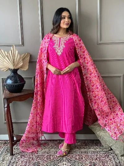 Pink Cotton Salwar Suit for Women