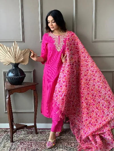 Pink Cotton Salwar Suit for Women