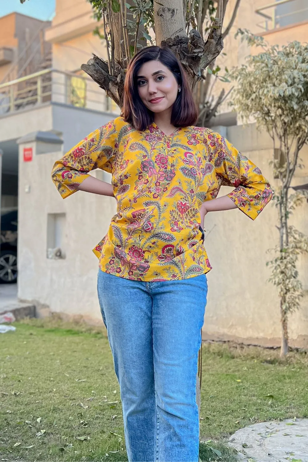 Printed Khaddar Kurti - D33