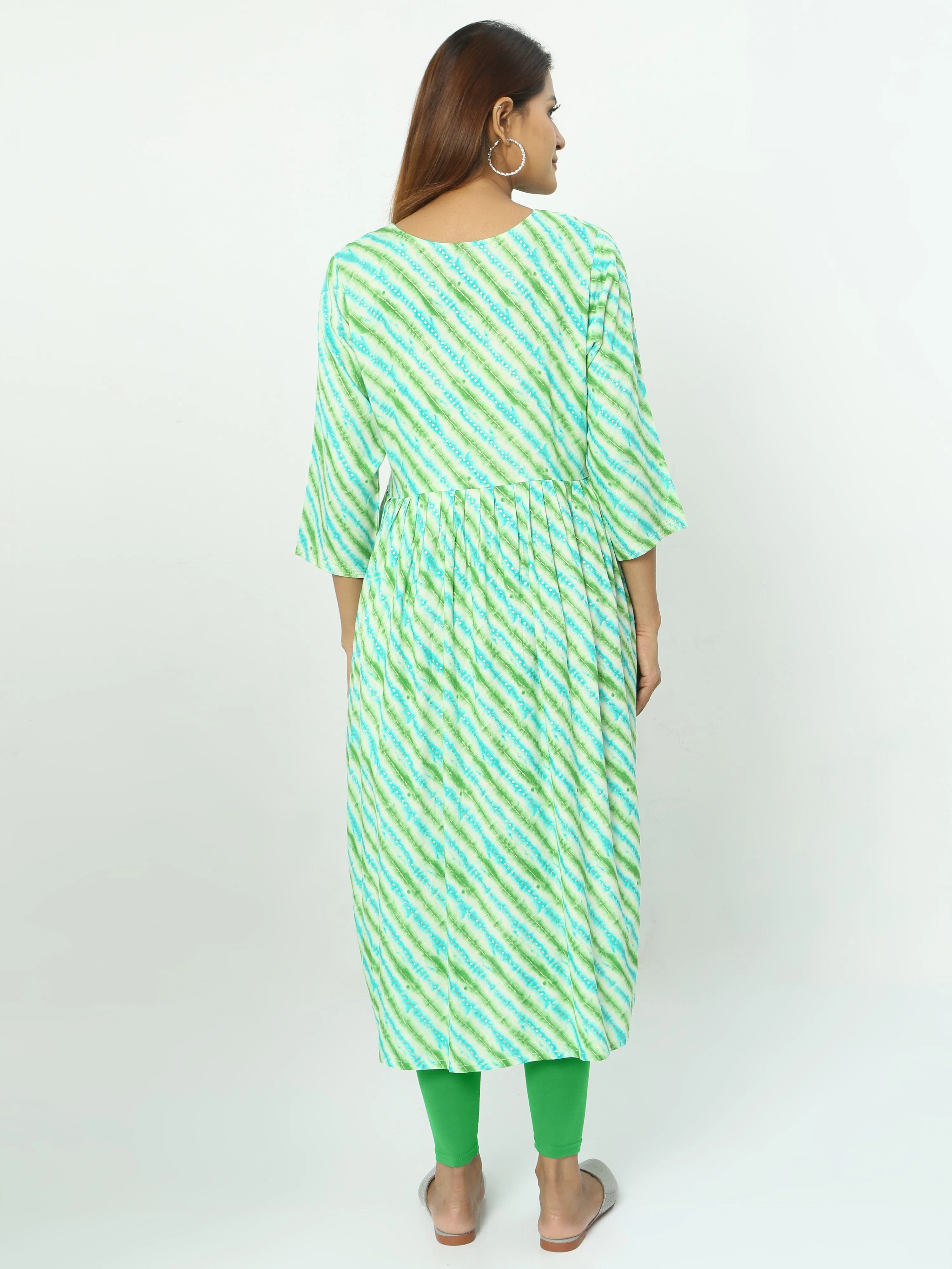 Rayon Maternity Feeding Kurti Blue & Green