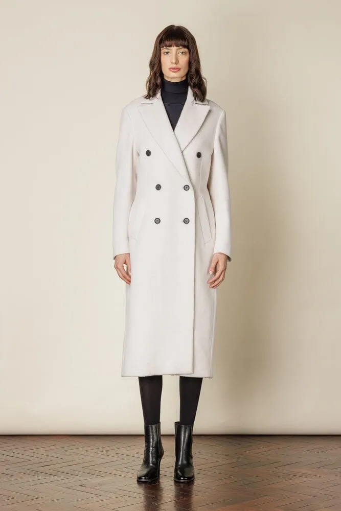 (RTW) Long Double Breasted Coat - Winter White Wool