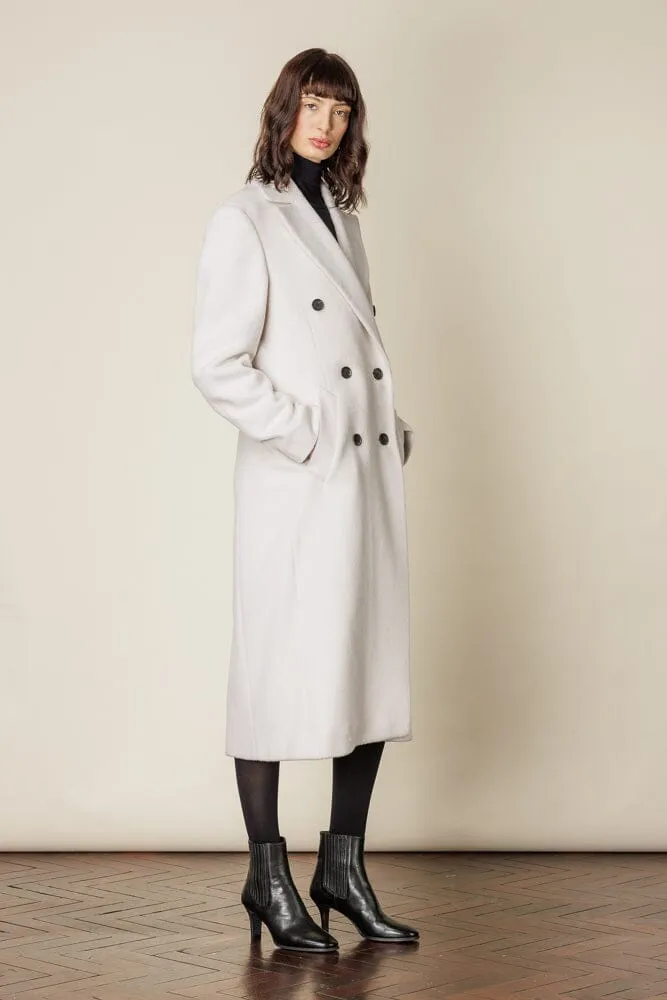 (RTW) Long Double Breasted Coat - Winter White Wool