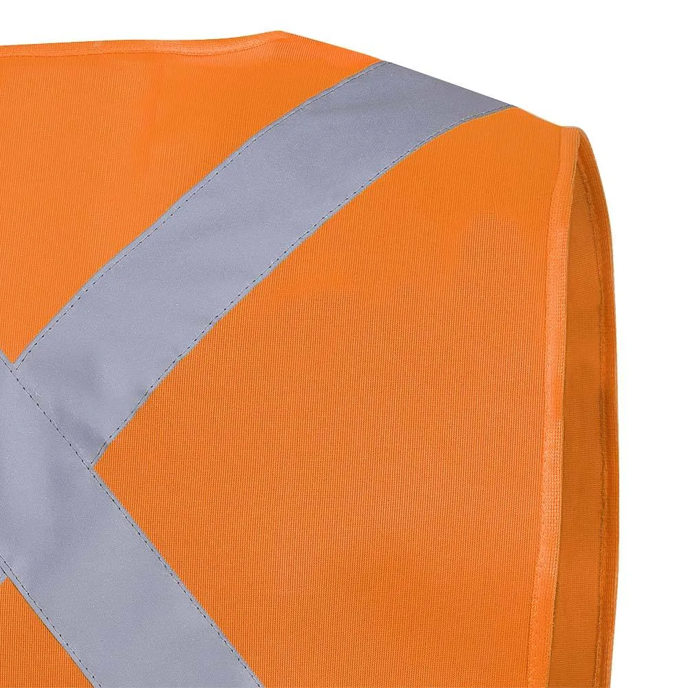 Safety Vest - Pioneer Hi-Viz Orange Front Zip Safety Vest with 2 Tape, 6962