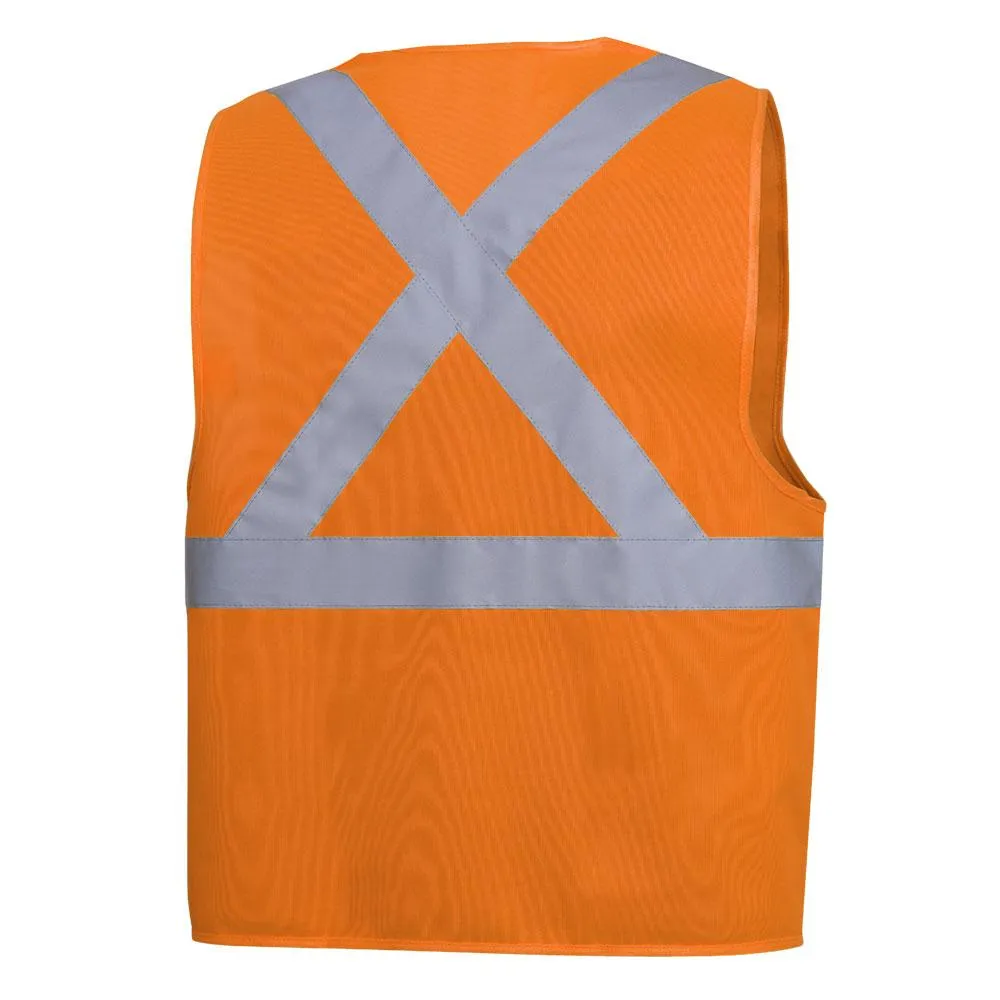 Safety Vest - Pioneer Hi-Viz Orange Front Zip Safety Vest with 2 Tape, 6962