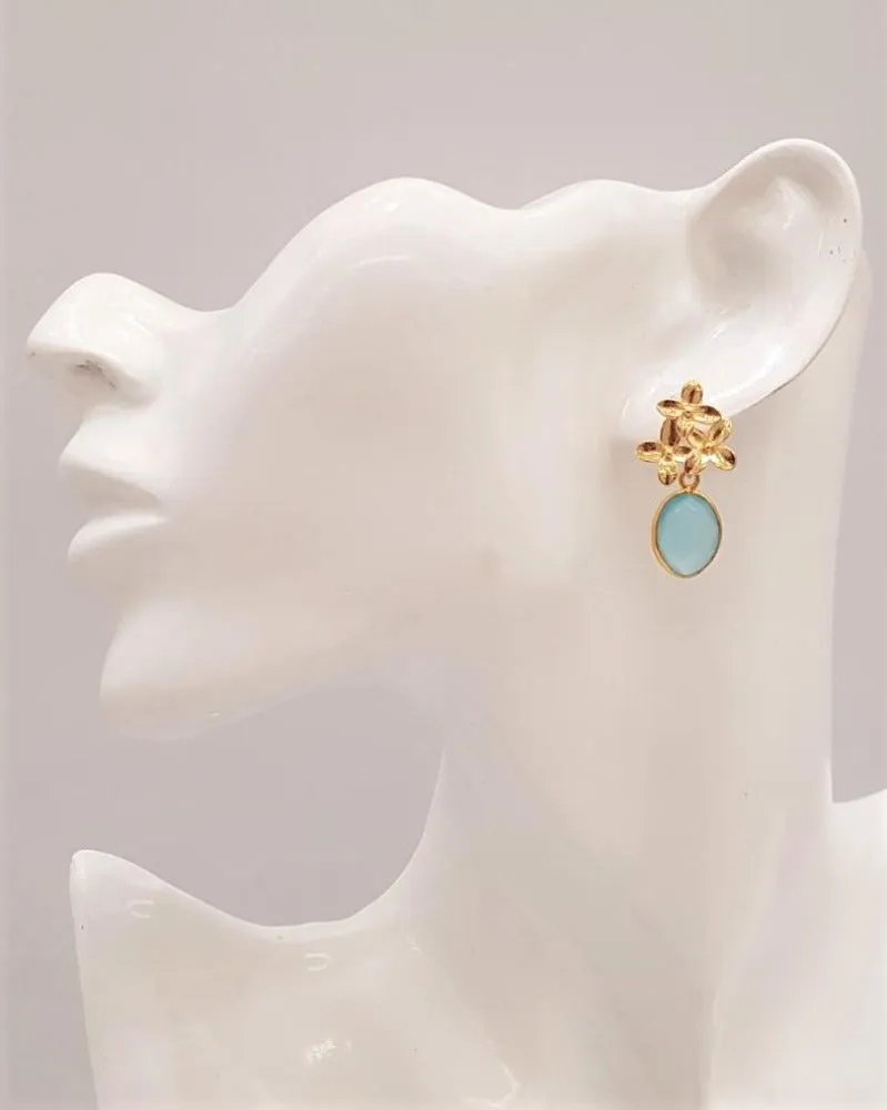 Santan Stud with Chalcedony Earrings