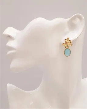 Santan Stud with Chalcedony Earrings