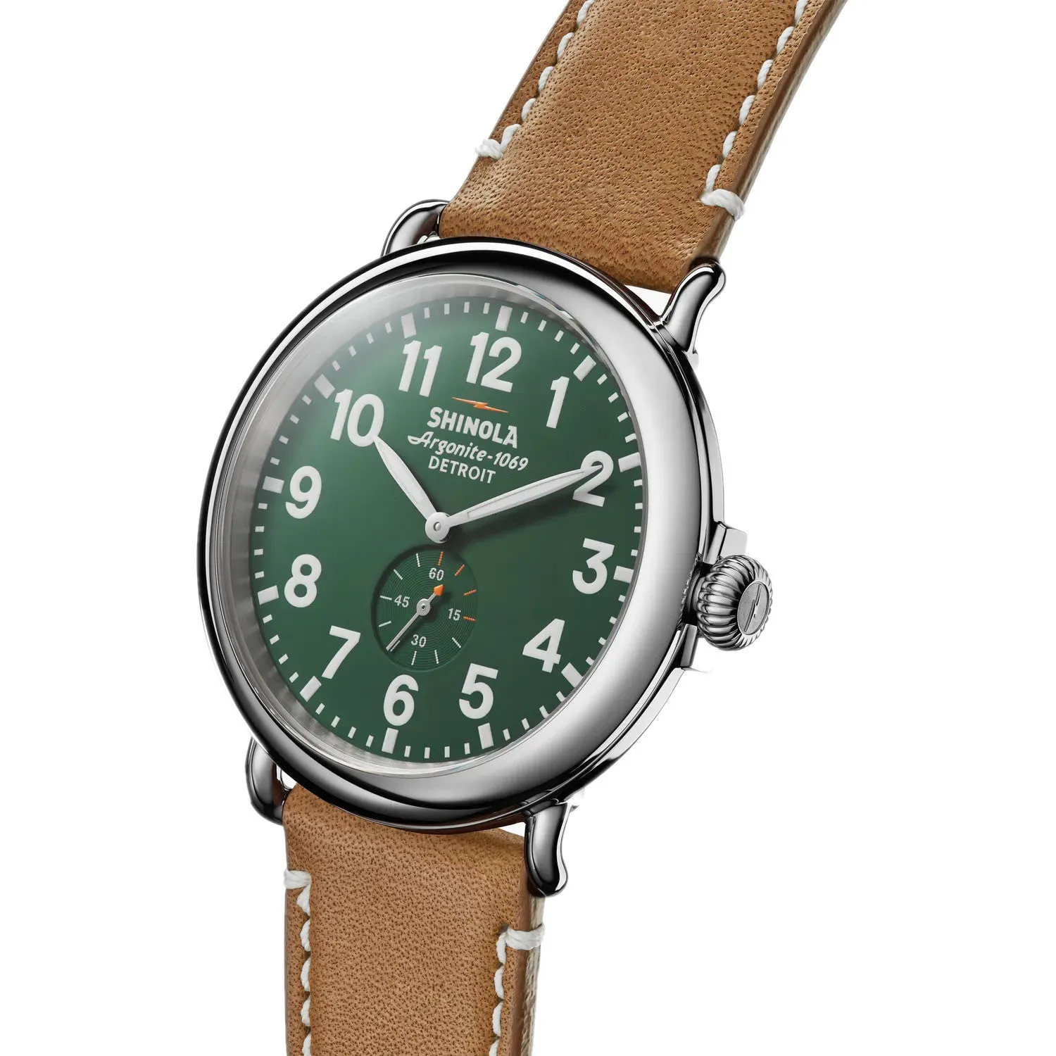 Shinola 47MM Runwell Green Dial Maple Leather Unisex Watch S0110000038