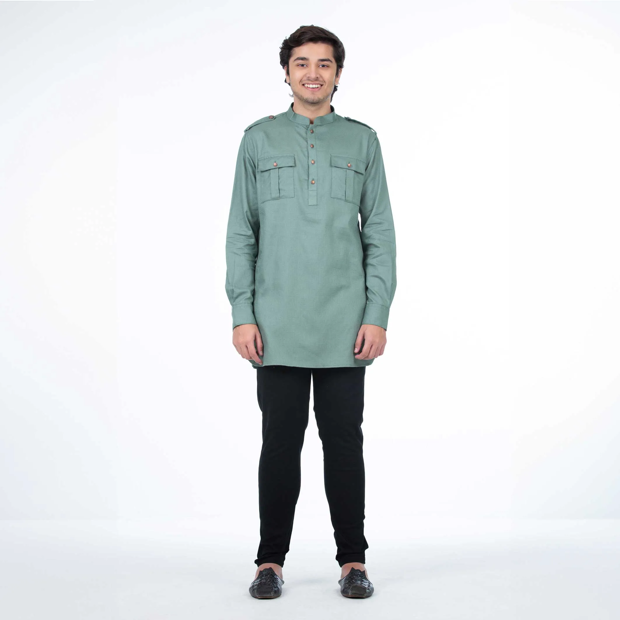 Short Kabli Kurta | Sage