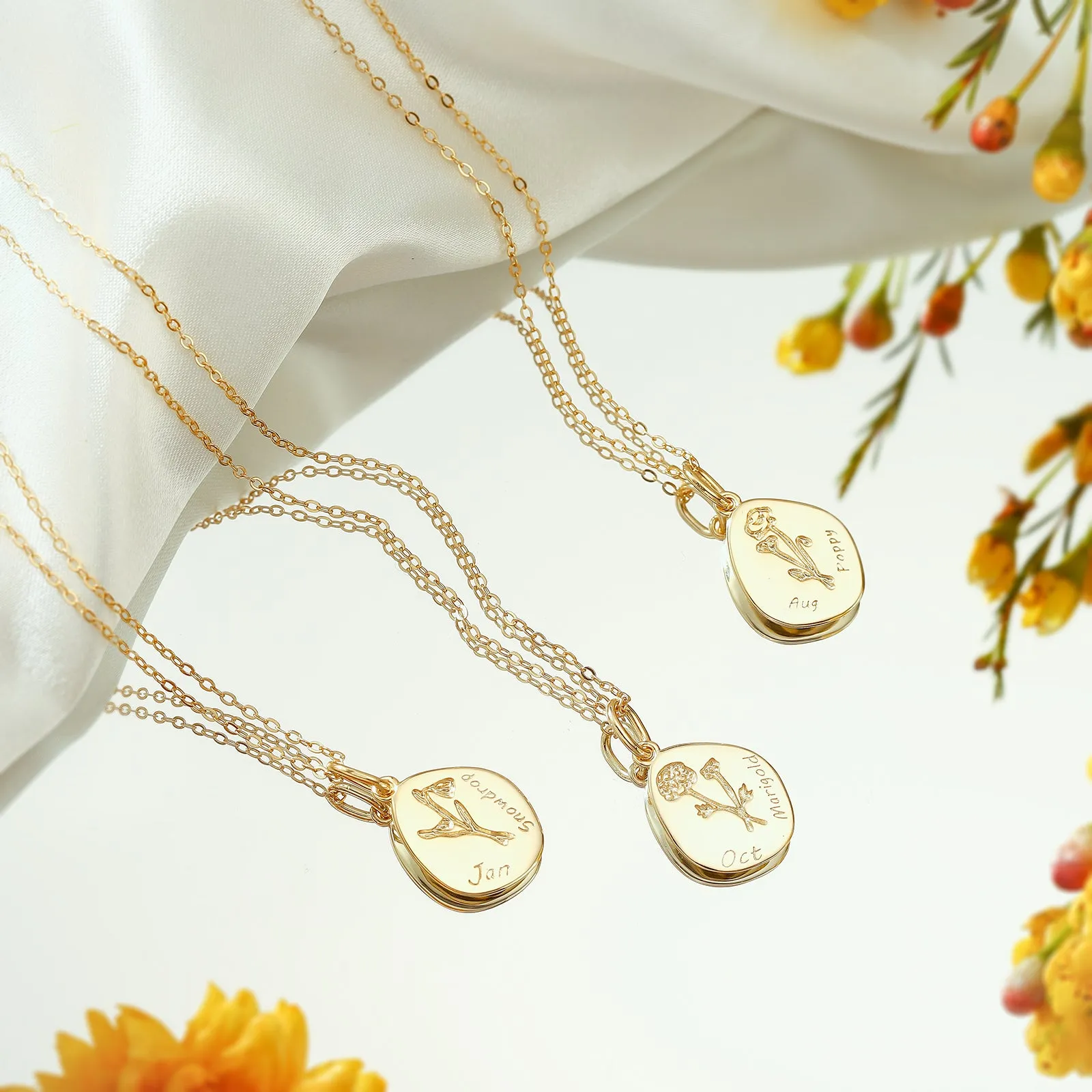 Silver Birth Flower Necklace