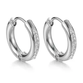 Stainless Steel CZ Hoop Earrings