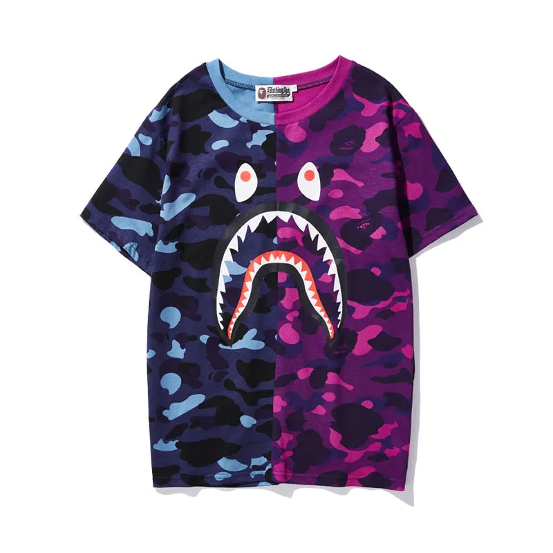 Summer Fashion Camouflage Bapes Shark Short Sleeve