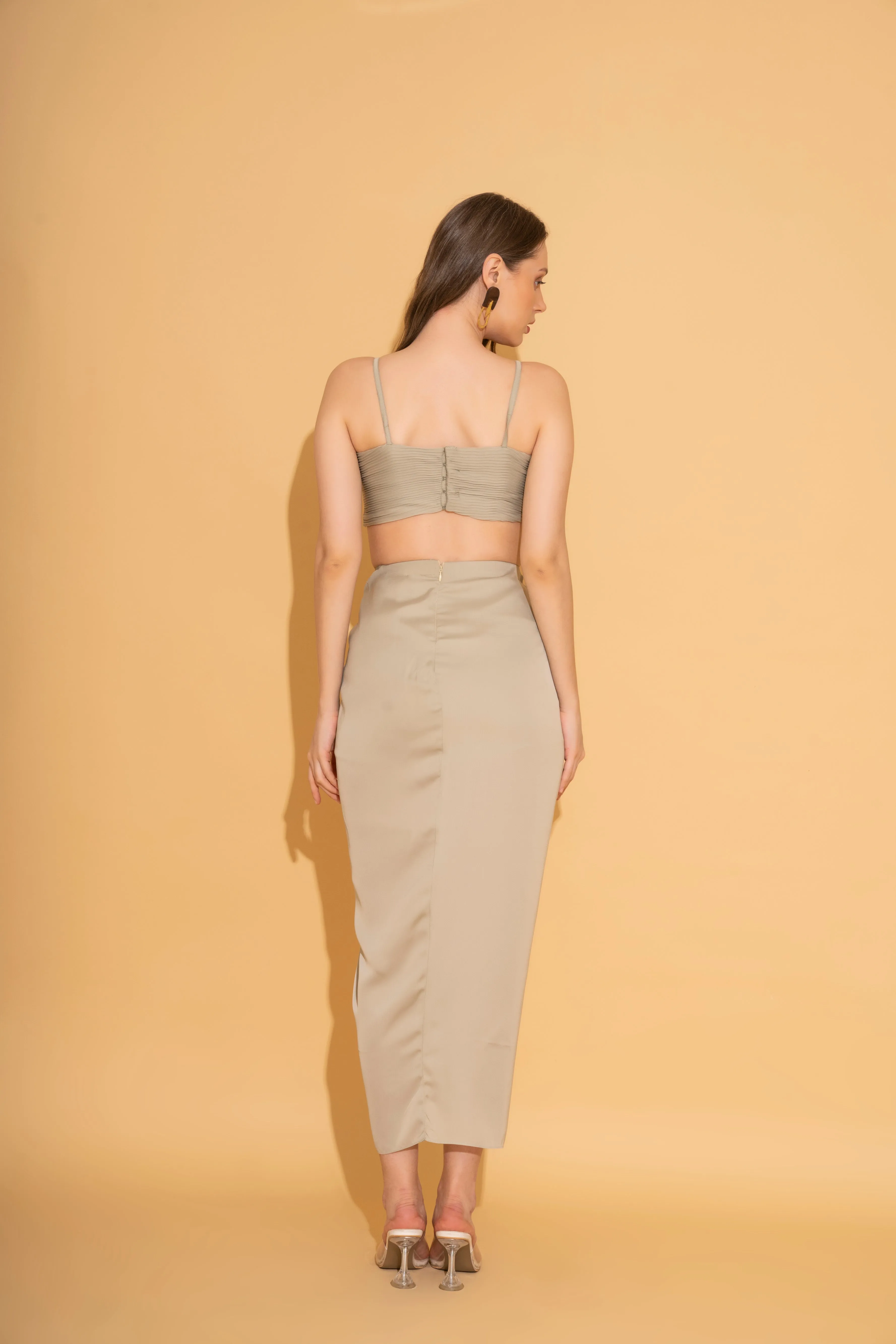 Summer Green Draped Skirt and Top Co-ord Set