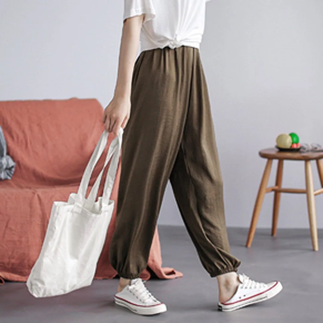 Summer Solid Casual Loose Chiffoin Harem Pants