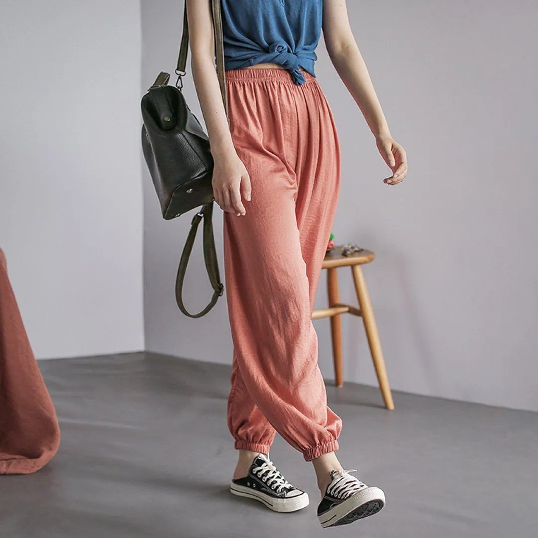 Summer Solid Casual Loose Chiffoin Harem Pants