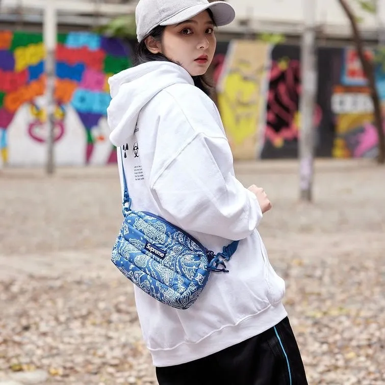 Supreme Puffer Side Bag Blue Paisley