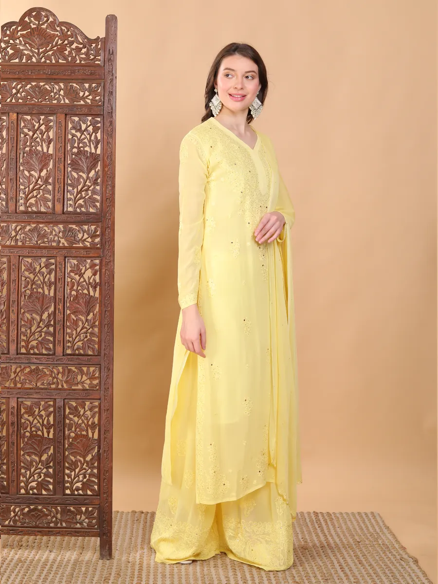 Surmai Premium Chikankari Viscose Mukaish Kurti Set