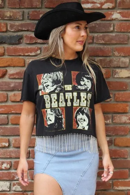 The Beatles Rhinestone Fringe Tee