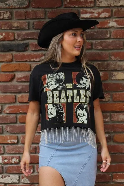 The Beatles Rhinestone Fringe Tee