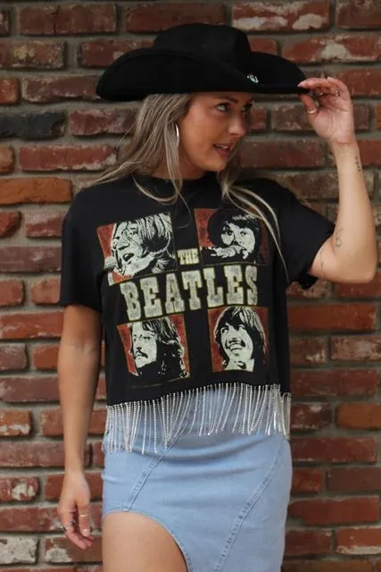 The Beatles Rhinestone Fringe Tee